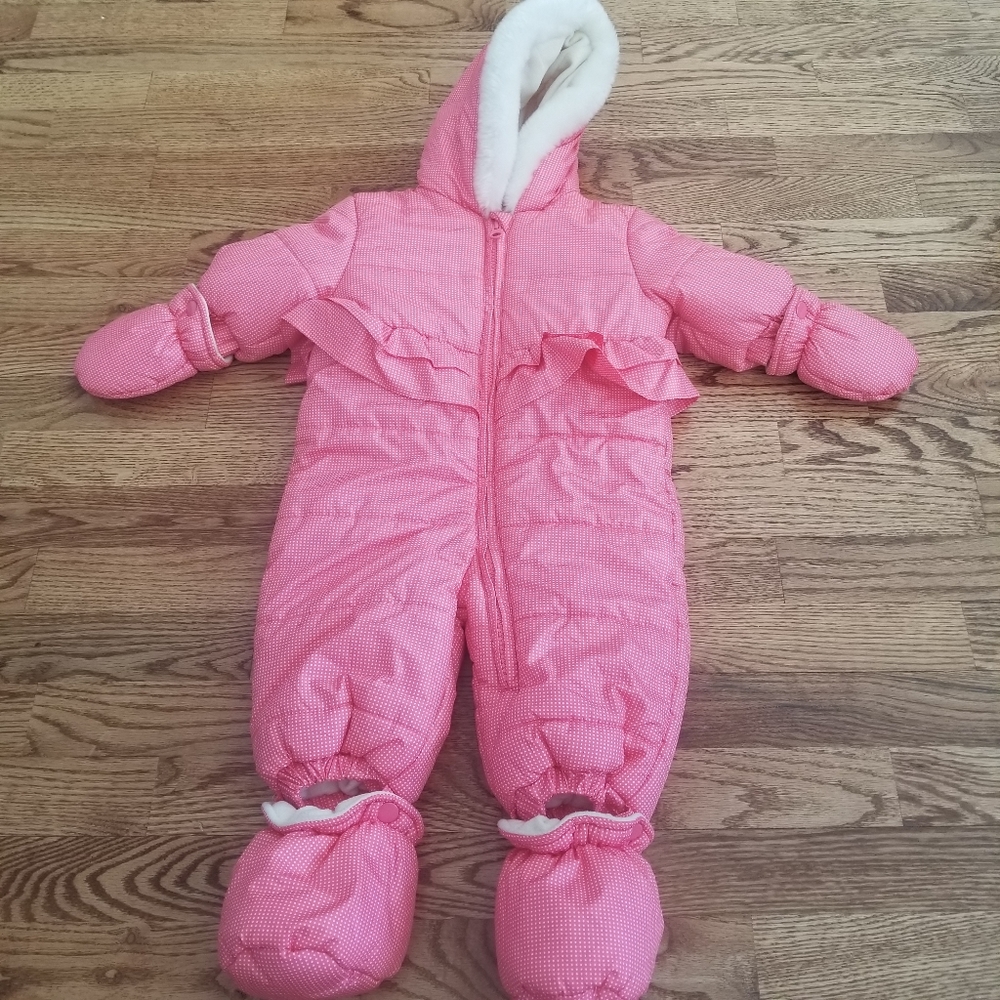 (3-6mo) Joe Fresh Coral/Pink Warm Cozy Baby Newborn Soft Winter Holidays Light